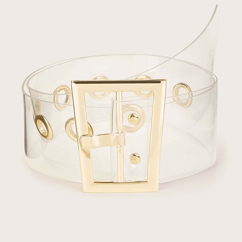 1PC femmes Transparent ceinture clair rond carré coeur broche boucle large taille bandes dames ceinture Punk taille ceinture: Yd417