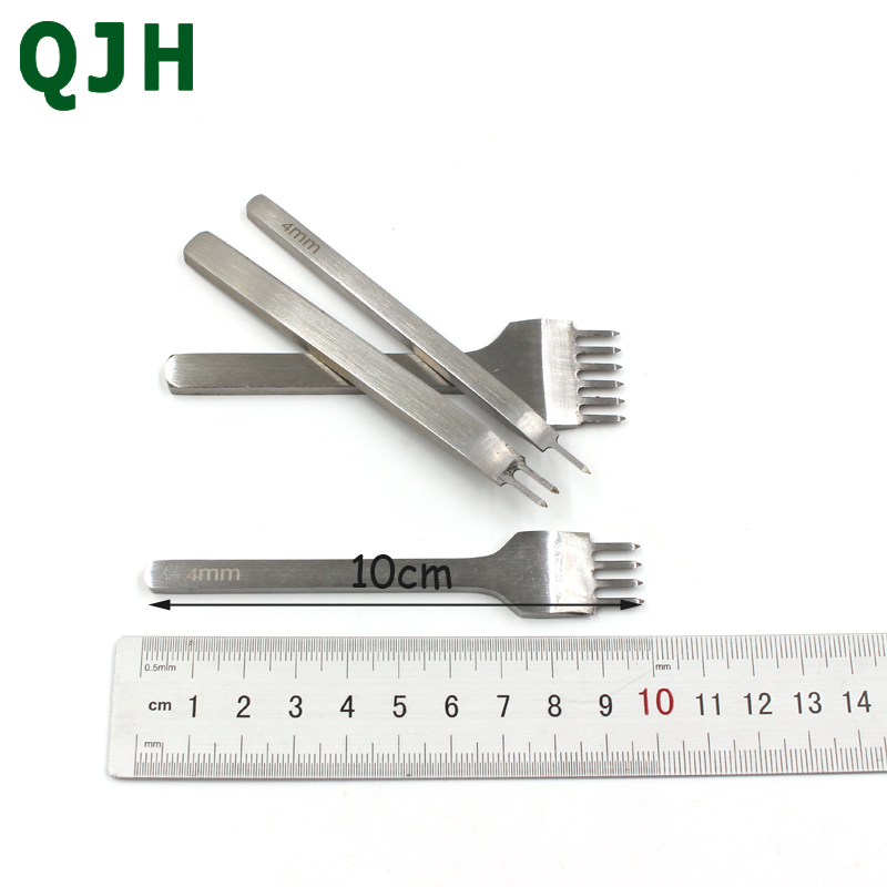4 stuks 4mm Handgemaakte Lederen Ponsen Tool Ponsen Handgereedschap voor Leer Stiksels Punch Leer Hobbygereedschappen