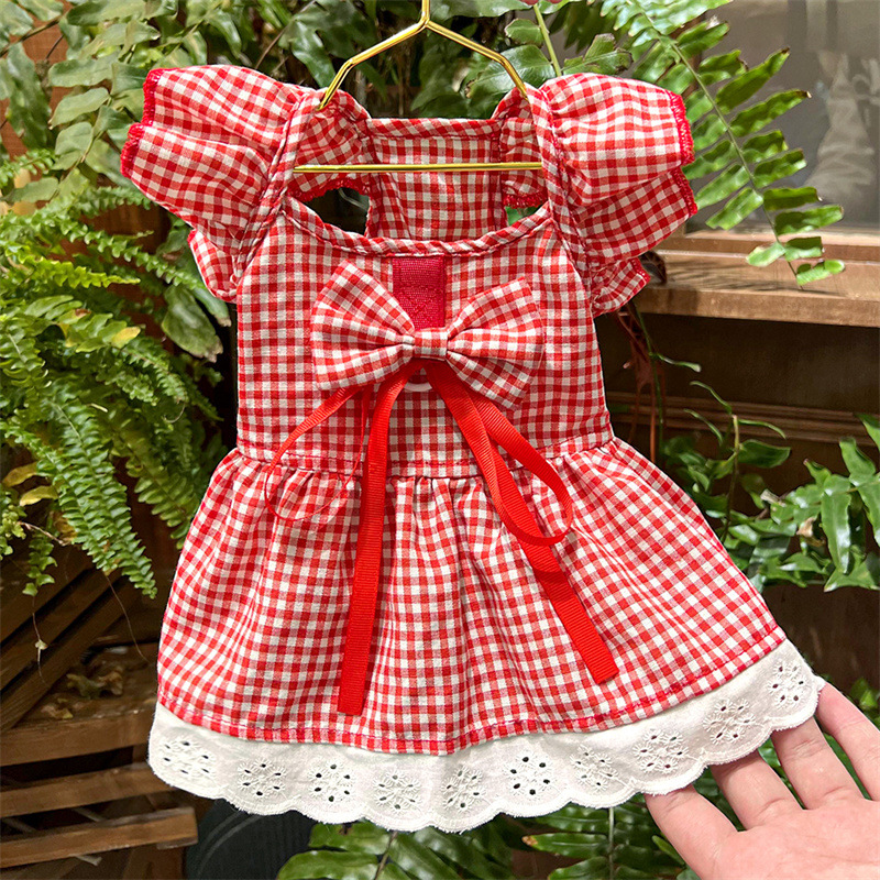 Vestido de verano para mascotas, faldas a cuadros con estampado Floral, vestidos de princesa para gatos, faldas dulces para Chihuahua Yorkie, disfraz para cachorros y perros, suministros para mascotas
