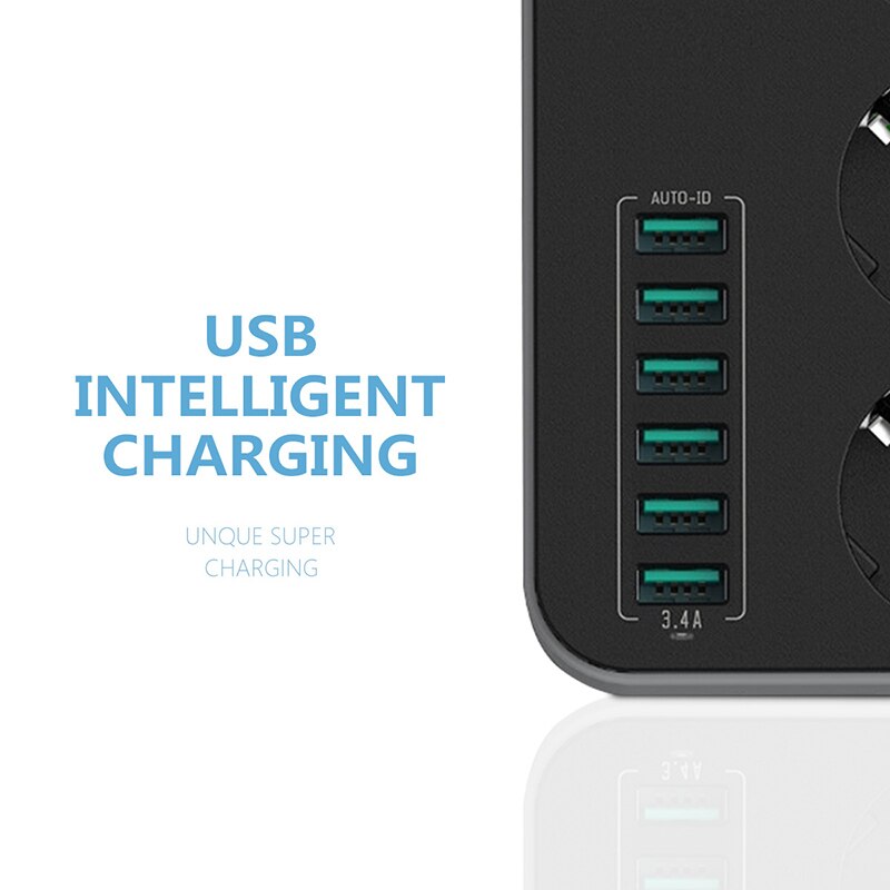 Ldnio Smart Usb Power Strip Opladen 6 Usb-poort 5V 3.4A Charger Adapters 3 Ac Power Socket Outlets Eu plug Extension Socket