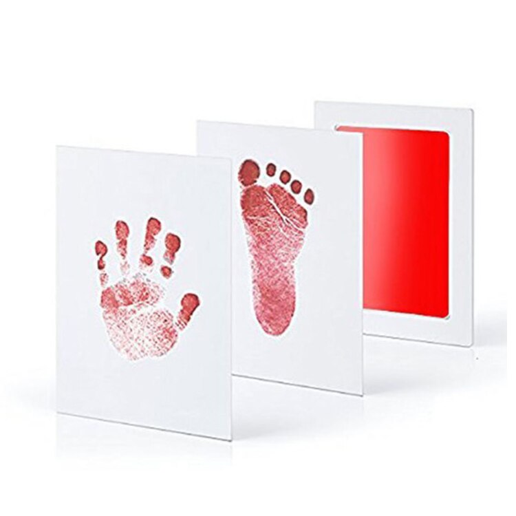 Baby Care Niet Giftig Baby Handafdruk Footprint Opdruk Kit Baby Souvenirs Casting Pasgeboren Voetafdruk Stempelkussen Baby Klei Speelgoed: Red