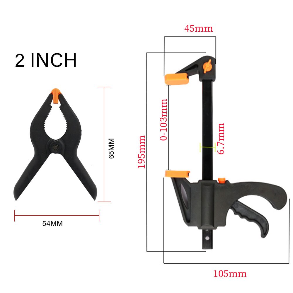 Woodworking Bar F Clamp Clip Kit Quick Ratchet Release Speed Squeeze Wood Working Work Bar Spreader Gadget Hand Tools: Set 1