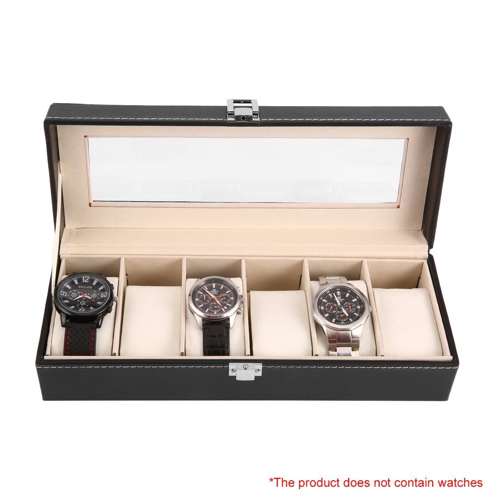 PU Leer/Hout Horloge Sieraden Ketting Ringen Opbergdoos Display Container Houder Lade Zippere Reizen Horloge Collector Case