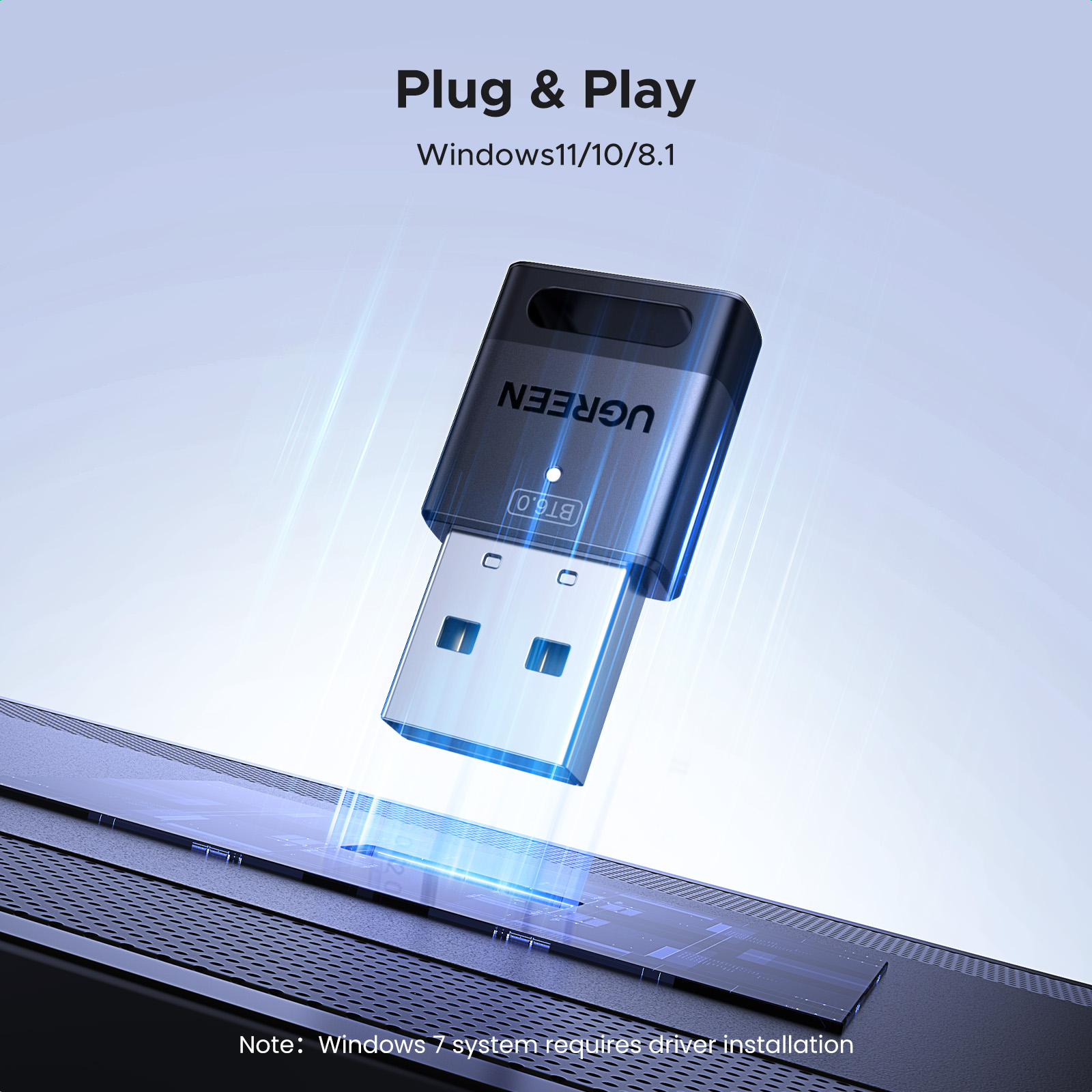 UGREEN Adapter Bluetooth USB Bluetooth 6.0 5.4 do PC Dongle Bezprzewodowa Mysz Klawiatura Odbiornik Audio Muzyki Nadajnik USB