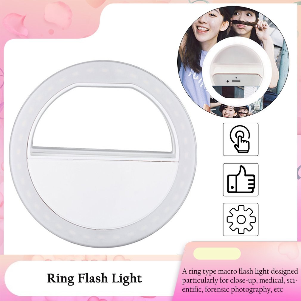 Selfie LED anillo de luz Flash portátil pinza de teléfono móvil de la lámpara de luz de noche Led espejo señal de neón Selfie anillo para Smartphone