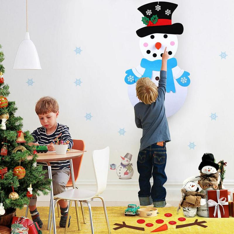 DIY Felt Snowman Christmas Year Kids Toys Decorations for Hanging Door Kit Wall Christmas Ornaments