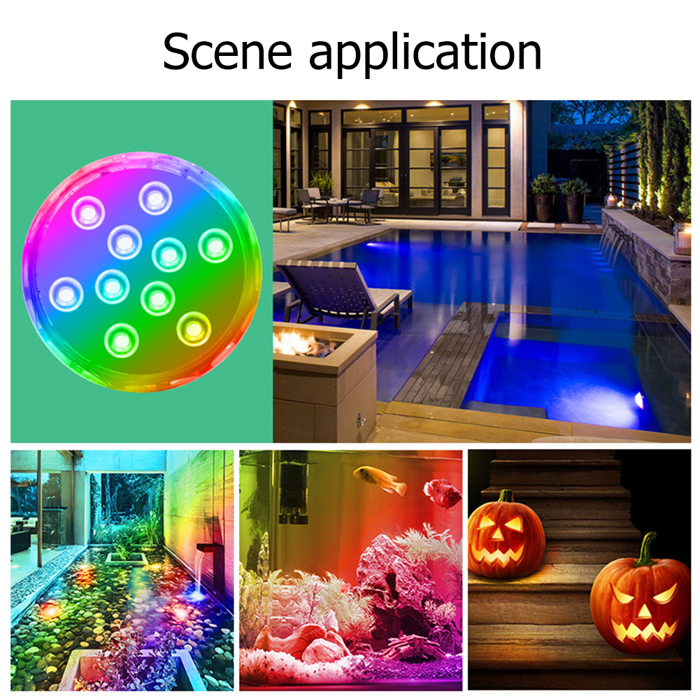 10Pcs Rgb Afstandsbediening Dompelpompen Licht IP68 Waterdichte Onderwater Licht Vijver Zwembad Decor Night Lamp Voor Aquarium