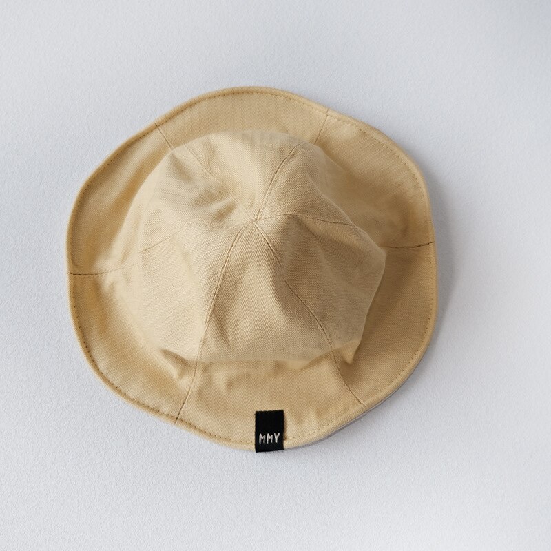 Barn pojkar tjejer sommar sol hattar enfärgade bomull baby hattar strand hatt hink hattar: Gul