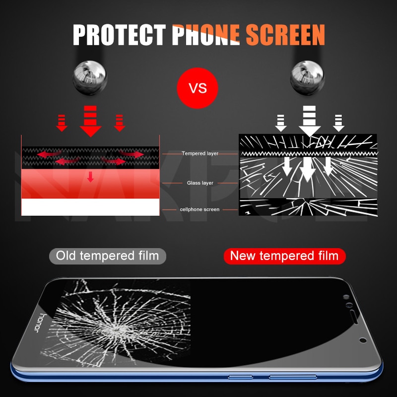 Huawei 社の名誉 7A 9 h 強化ガラス 7C 7X 7 s スクリーンプロテクターガラス名誉 8 lite 8X 8A 8C 9X 保護ガラスフィルムケース