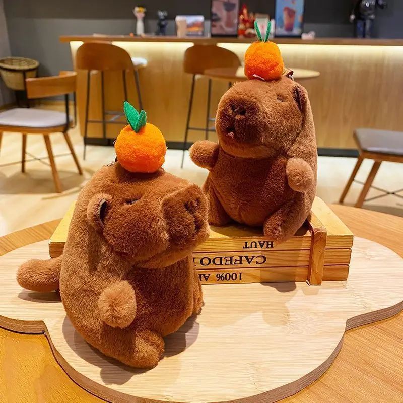 Porte-clés en peluche kaki, queue de vol, Capybara, mignon, poupée en peluche, jouet, pendentif pour sac d'école, , 1 à 20 pièces