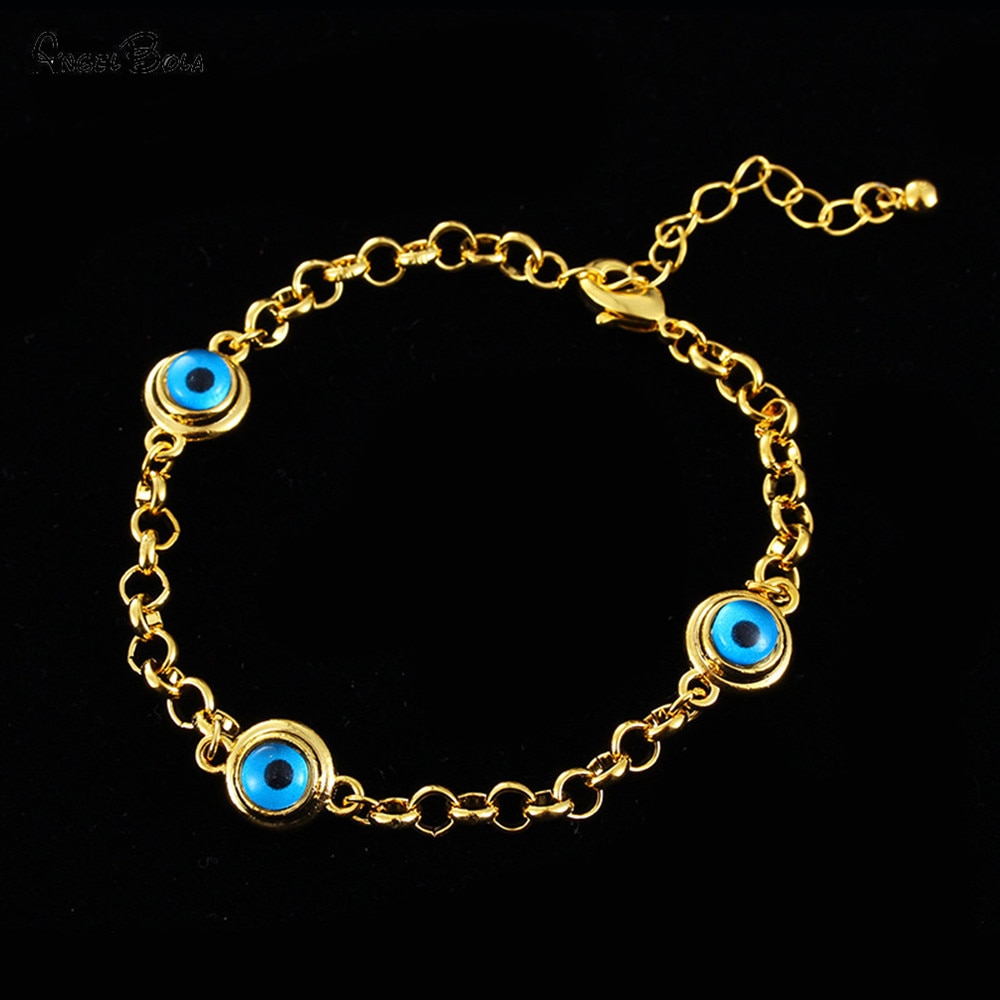 Luxury Evil Eye Crystal Allah Women&#39;s Bracelets with Charms Muslim Turkish Blue Eye Bracelet Gold Plated Never Faded Jewellery