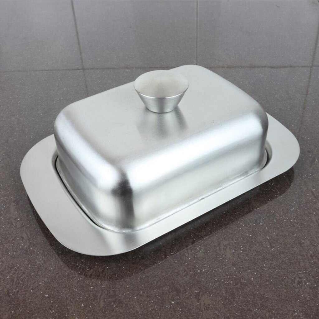 Stainless Steel Butter Dish Tray w/ Lid Kitchen Storage Container Food-grade