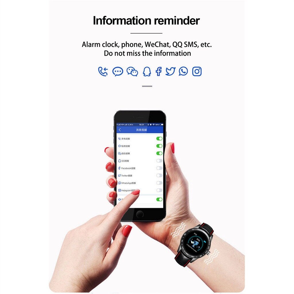 BEHATRD Smartwatch - OLED Color Display - Heart Rate & Blood Pressure Monitor - Stainless Steel Band
