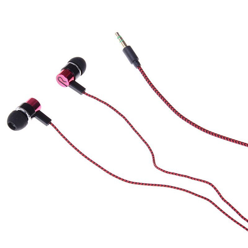 3.5mm In-Ear Oordopjes Bedrade Stereo Braid Cord Oortelefoon Headset Voor Telefoon: red