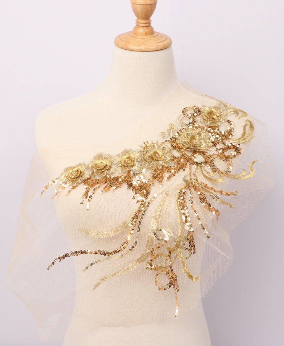 DIY sewing dresses flower applique 3D Applique lace embroidery