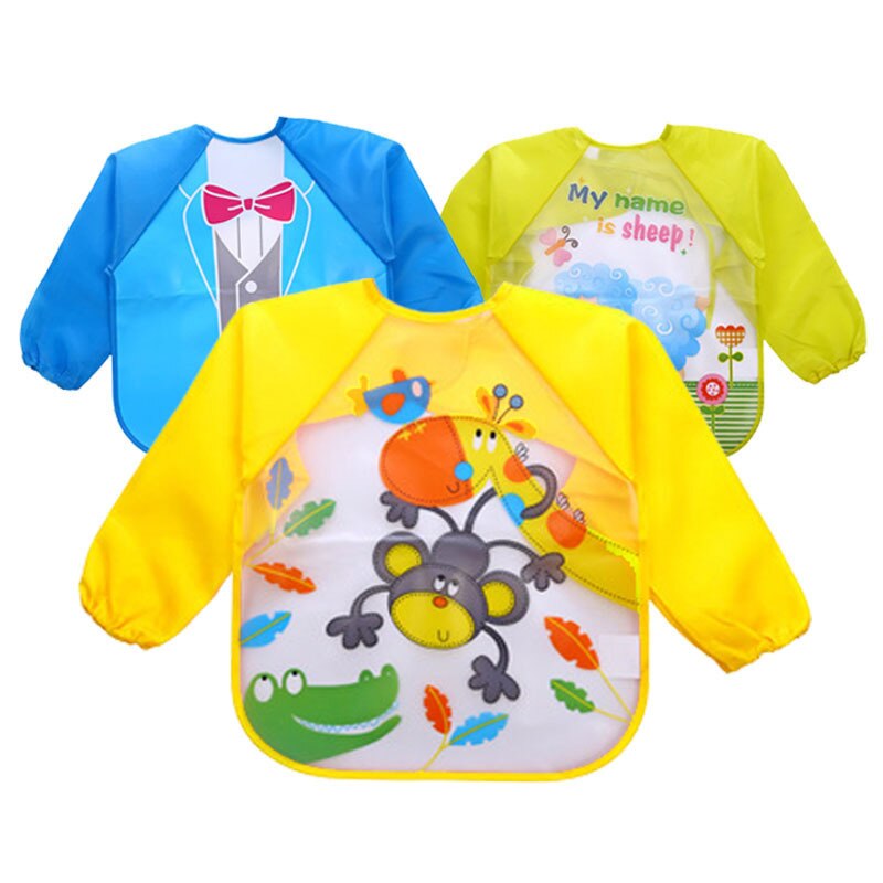Infants Children Long Sleeve Waterproof Eva Overclothes Cartoon Baby Bib