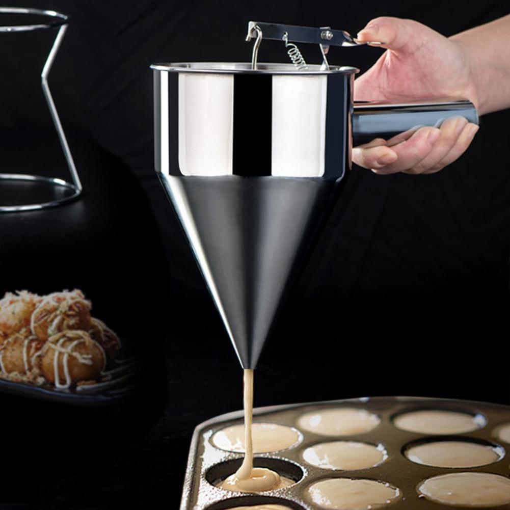 Embudo de cocina de gran capacidad, dispensador de embudo de acero inoxidable en forma de cono desmontable, suministros para el hogar, 600ml/1200ml