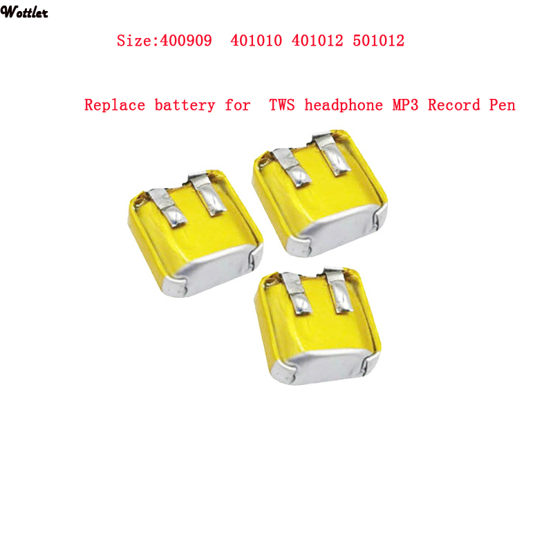 Batería dedicada de 2 piezas para auriculares inalámbricos Bluetooth 3,7 V,30mAH,400909 401010, polímero de litio, batería de iones de litio para GPS de juguete, mp3