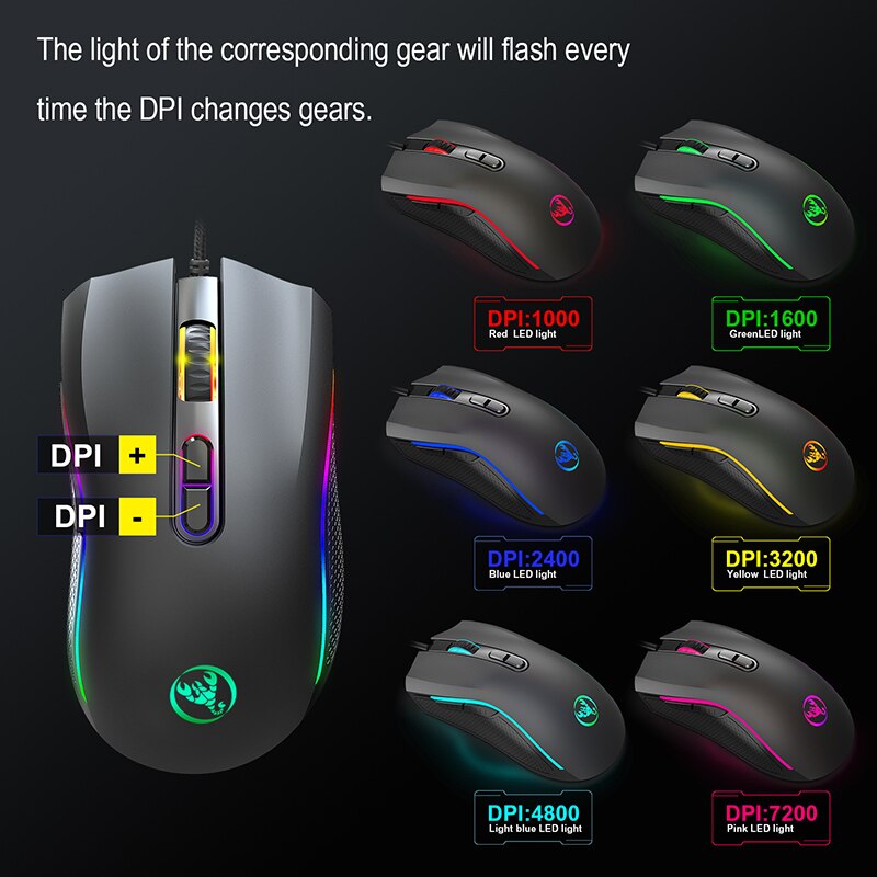 A869 Gaming Mouse USB Wired Office Mouse 7 Buttons 3200 DPI 7 Bright Colorful Backlight Mouse Ergonomics For PC Laptop