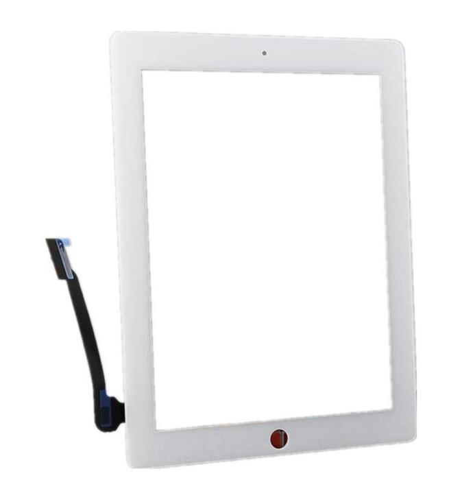 9.7 ''pouces pour iPad 4 écran tactile verre numériseur assemblée avec 3 M adhésif colle autocollant et accueil bouton panneau de remplacement: WHITE