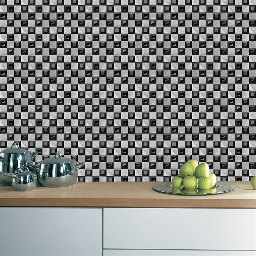 Selvklæbende mosaik flise mærkat, køkken backsplash badeværelse væg flise klistermærker indretning vandtæt peel & stick pvc fliser #20: C