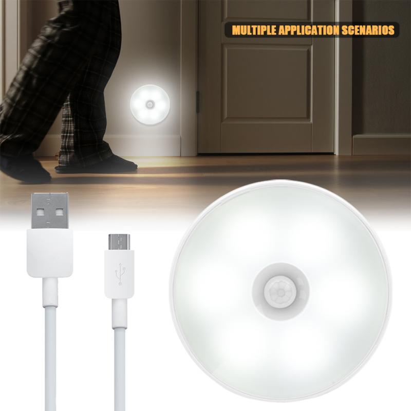 Led Motion Sensor Nachtlampje Usb Oplaadbare Slaapkamer Wandlamp Trappen Intelligente Lichaam Licht Sensor Lamp