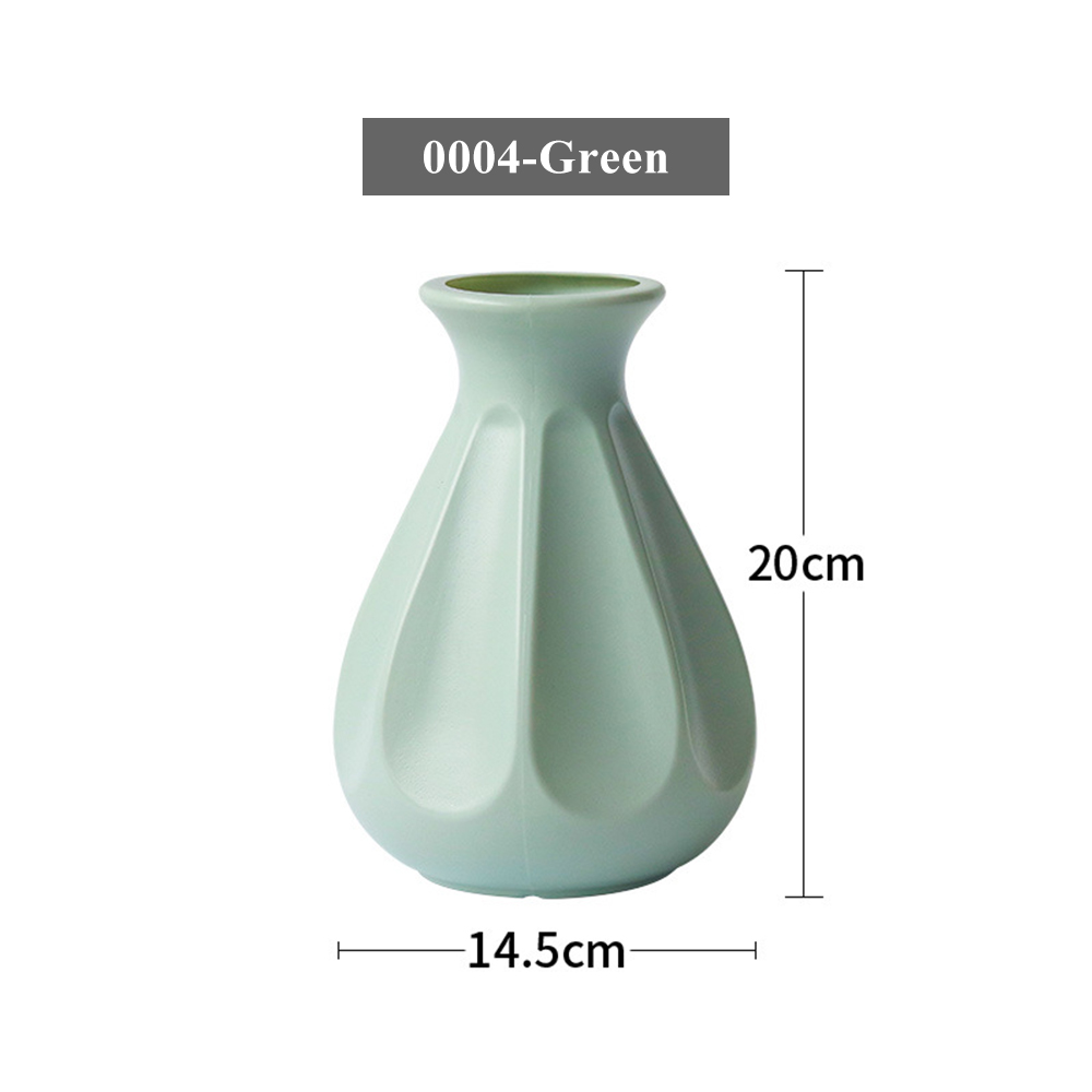 1Pce Nordic decorative vase imitation ceramic flower basket plastic vase decorative ornament flower pot vase ornament: 0004 Green