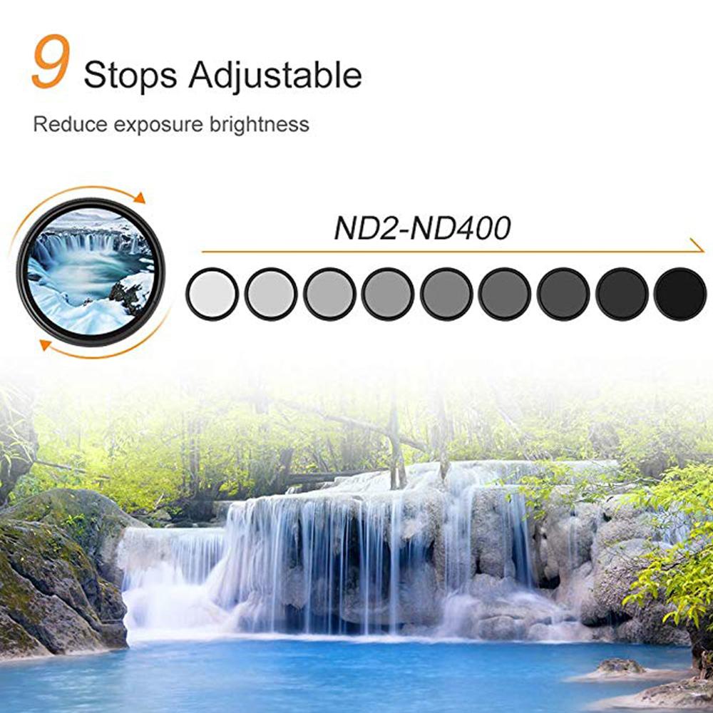 K&F CONCEPT Adjustable ND2 to ND400 ND Lens Filter 37MM 55MM 58MM 62MM 67MM 72MM 77MM 95MM Slim Fader Variable Neutral Density