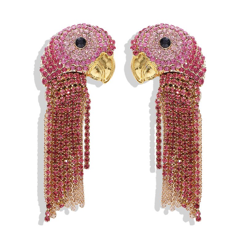 Dvacaman Schichten Kristall Vogel Ohrringe Papagei Strass Boho groß Baumeln ErkläSprosse Ohrringe für Frauen Hochzeit max Schmuck: 3