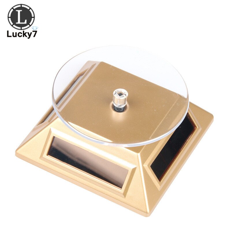 Solar Showcase 360 Turntable Rotating Jewelry Watch Ring Phone Stand Display Jewelry Organizer Hard Display Stand 4 Colors: Gold