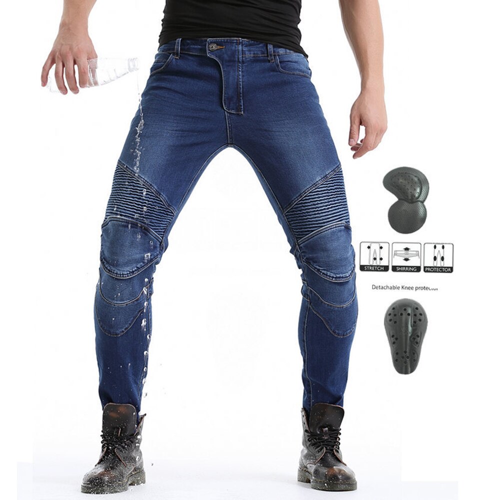 Vattentäta motorcykelbyxor herr motorcykelutrustning moto jeans motocross byxor biker byxor med ce knäskydd 2 färg