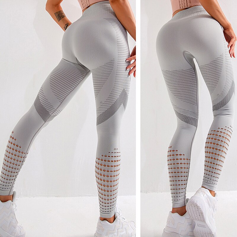 Hoge Taille Naadloze Leggings Voor Vrouwen Hollow Out Gym Legging Super Elastische Yoga Broek Fitness Sport Tights Jogging Broek