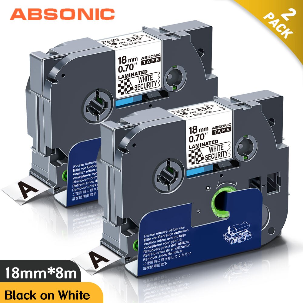 Absonic Compatibel Voor Brother TZ-SE4 TZE-SE4 Tze SE4 Security Label Tape 18Mm * 8M Vervangen Voor Brother Ptouch PT-H100 Label Maker: 2PK