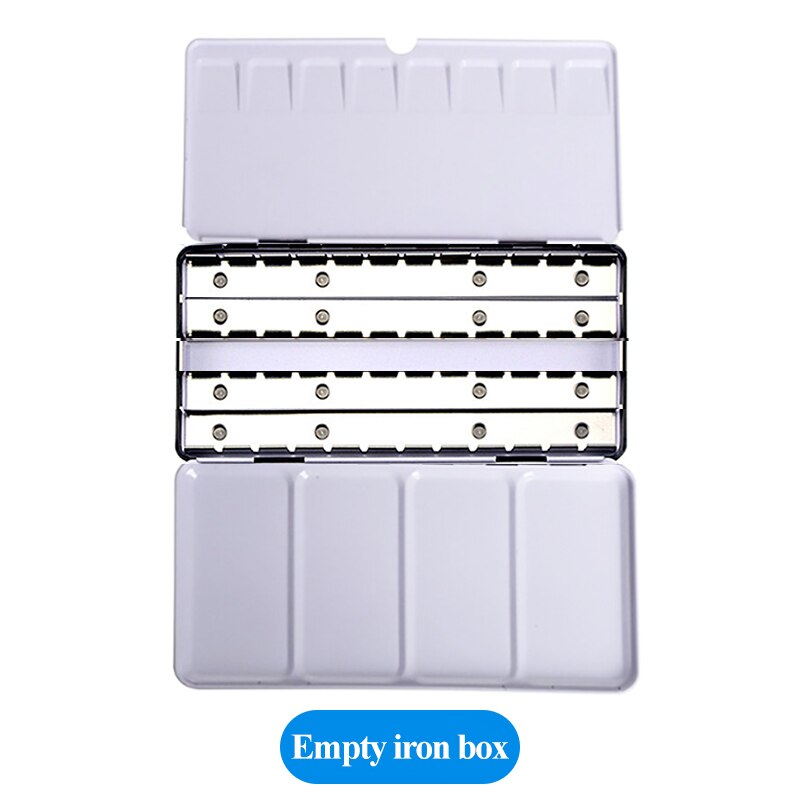 Art Watercolor Pigment Paint Grid Empty Full/Half Pan/Grid/Block/Case/Box 14/24/48pcs Empty Iron Box Subpackage Storage Box Tool