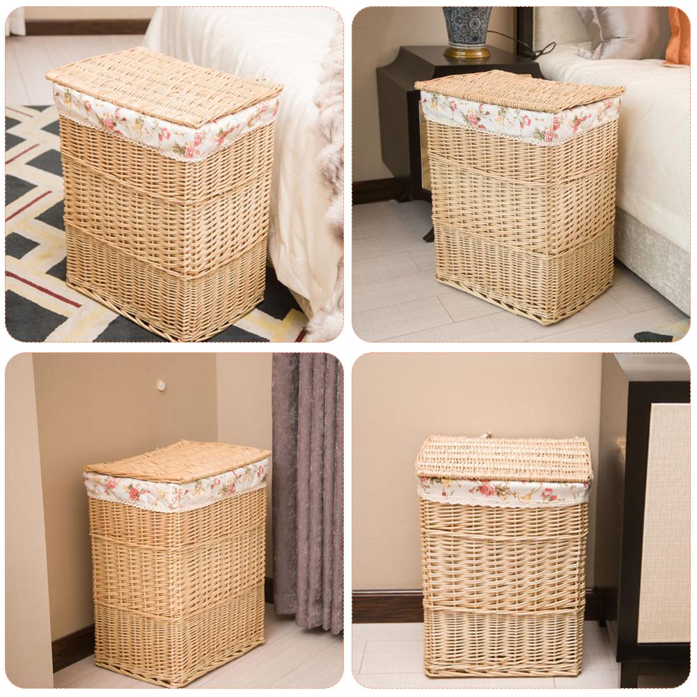 Rattan Laundry Dirty Clothes Home Storage Basket Large Storage Box Wicker Mesh Laundry Bag Laundry Hamper With Lid