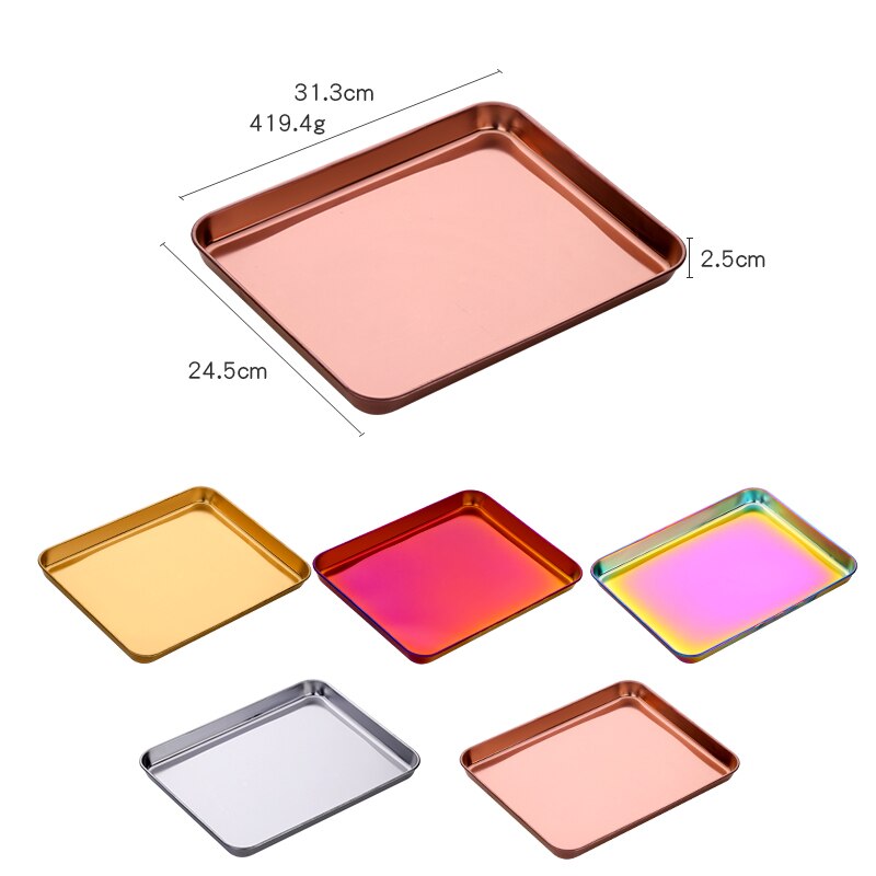 1PCS Serving Plate Stainless Steel Baking Pan Rectangle Storage Cafeteria Tray Food Fruit Plate Barbecue Dish kitchen Accessorie