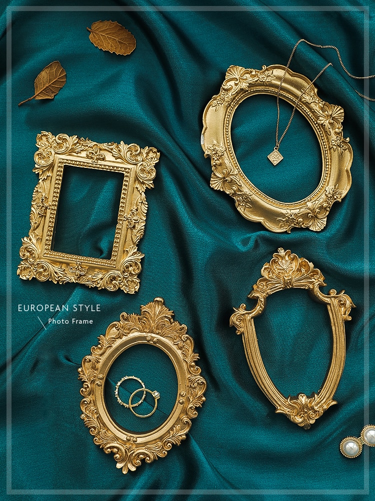 Photography Backdrop Props Golden Vintage Photo Frame Life Shoot Studio Decoration for Jewelry Ring Necklace Earrings Fotografia