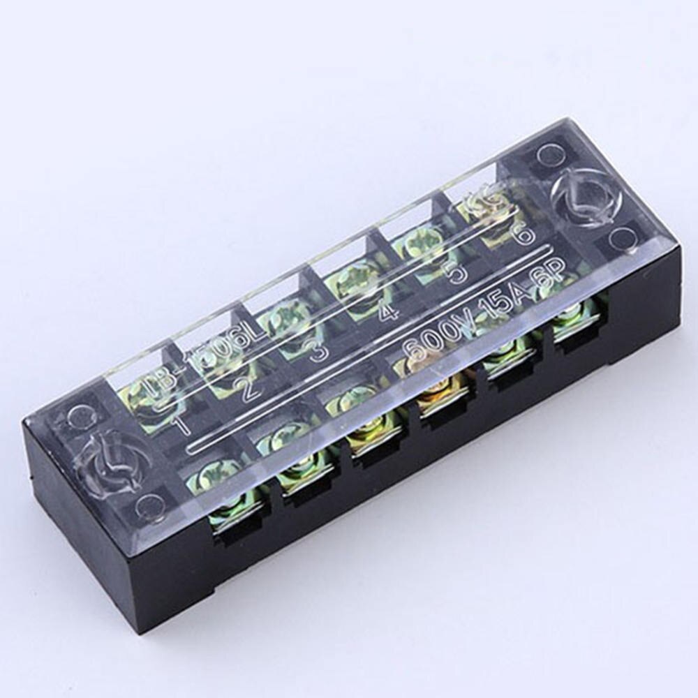 15 Stk/set 6 Punt Auto Marine Power Distributie Bus Bar Terminal Block 600V 15A Zwart Rood Terminal Barrier Strip