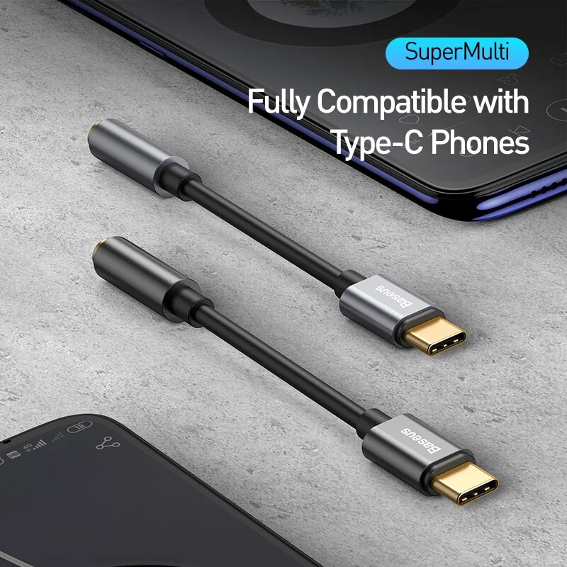 Baseus typ c  to 3.5mm hörlursuttag aux usb c kabeladapter för huawei  p40 p30 pro xiaomi 10 9 typ c hörlursljudadapter