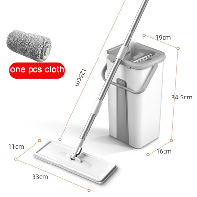 Herramientas de limpieza mágicas, fregona plana giratoria 360 con cubo para apretar, limpiador de suelo de cocina para el hogar, fregador de suelo, azulejo, fregona fácil de drenar: Rojo