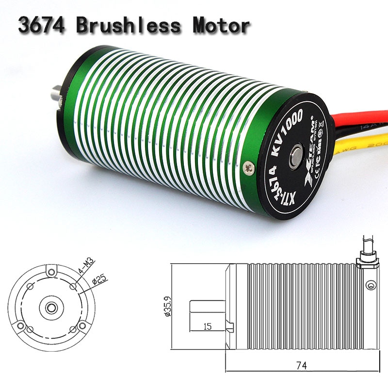 X-TEAM 3674 Waterproof Brushless Motor BLDC Motor Electromotor for RC Cars 1/10 1/8 Buggy Monster 650-1000mm Boat 90mm EDF