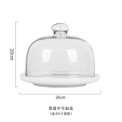 Creatieve Keramiek Cake Pan Glas Cover Dessert Display Lade Cake Decorating Gereedschap Cake Stand Set Kitchen Aid Accessoires: L