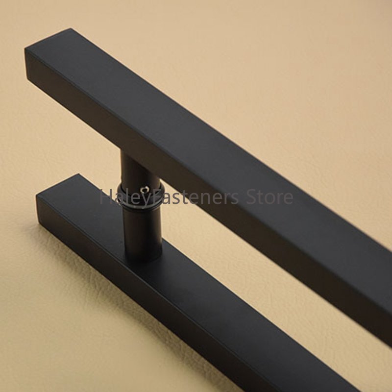 Manija de puerta de vidrio/madera de acero inoxidable negro mate