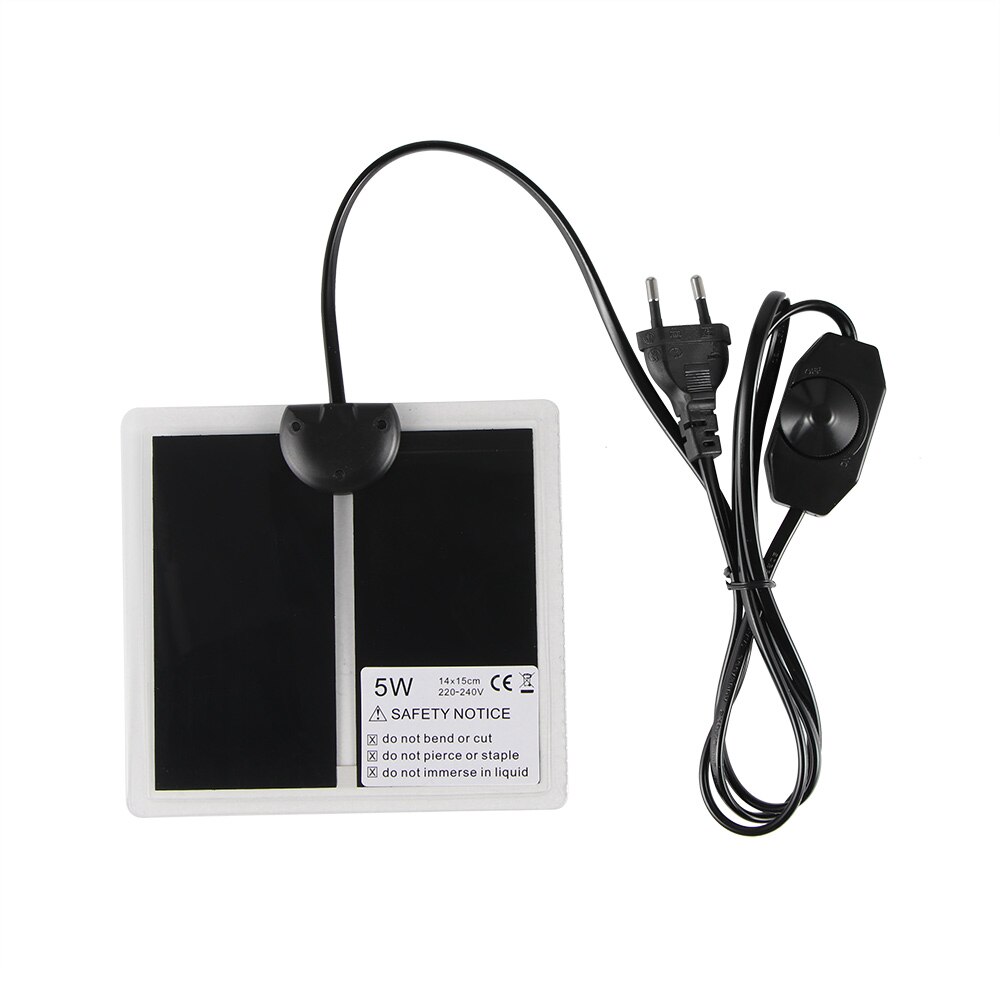 Verwarmingsmat voor huisdieren, reptielenterrarium, verwarmingsmat voor huisdieren, reptielenterrarium, verwarmingsmat met thermostaatregelaar, eu-stekker: 5w 15 x 14cm
