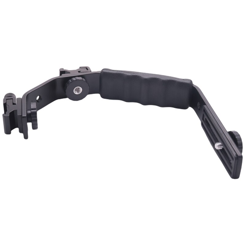 L-shaped bracket, padded handheld holder, l-shaped clamps, heavy-duty adapter with ball head and dual flash cold shoe mount for dslr camera