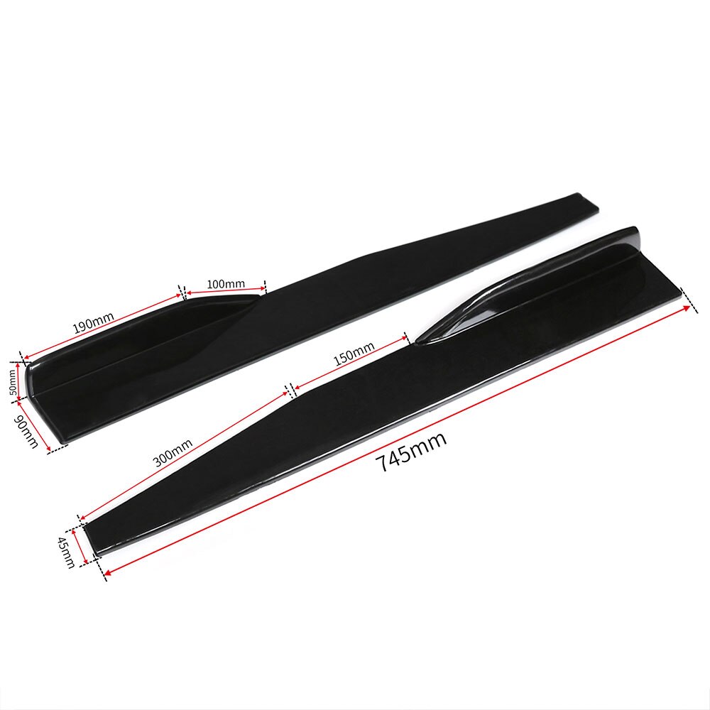 Faldón lateral Universal para coche, divisor de balancín, ala lateral, parachoques, aspecto negro, 2x74,5 cm