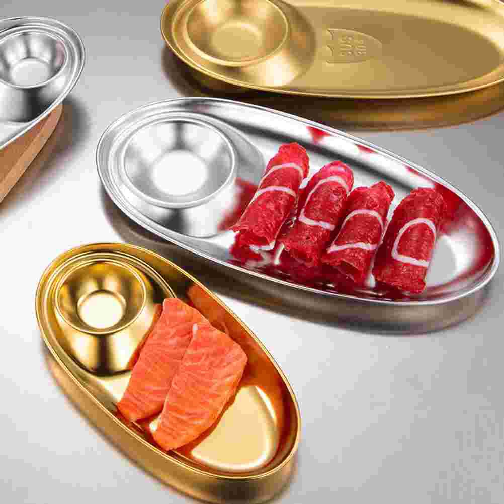 Korean Style Sauce Plate Flavor Small Stainless Steel Dish Snack Fried Chicken Plate