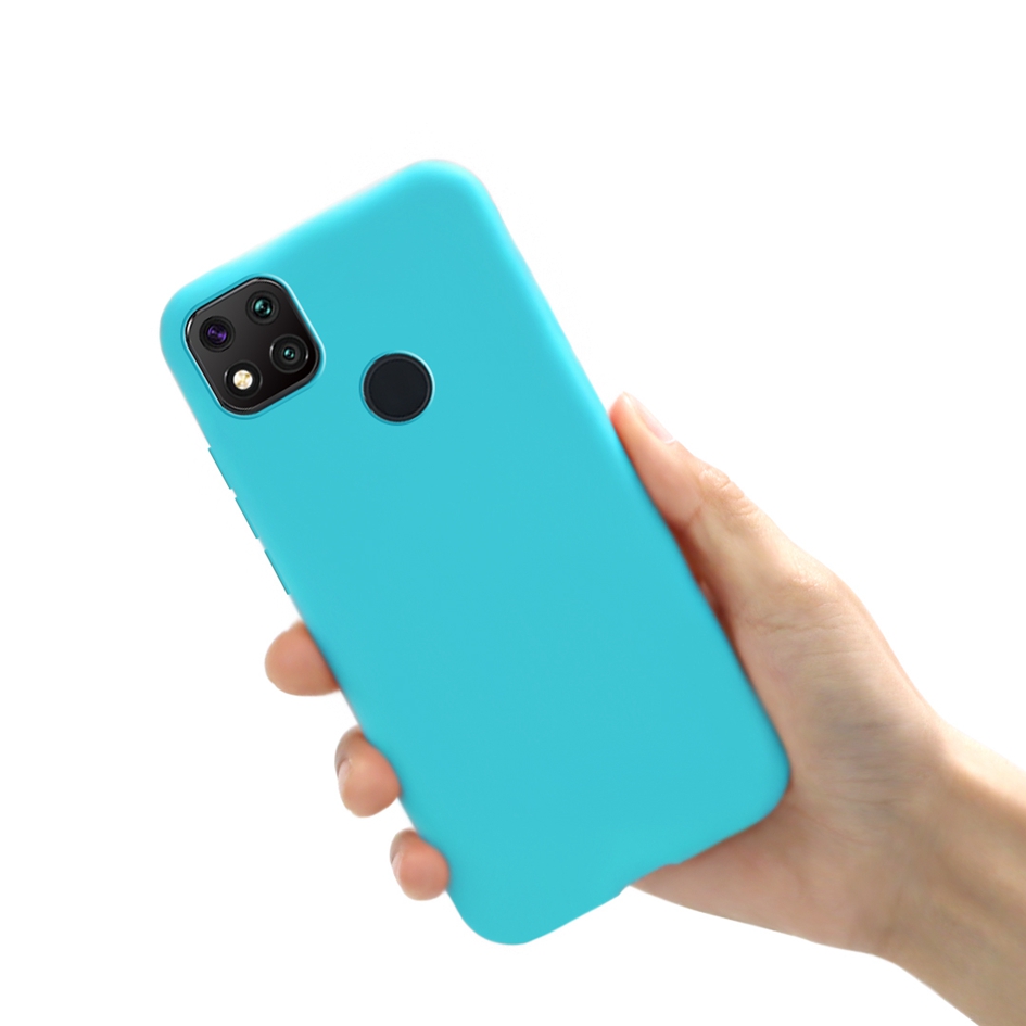 Para Xiaomi Redmi 9C NFC 10A 10C silicona caramelo TPU funda de teléfono Simple para Redmi 10C 9A 10A 9C nfc Fundas: PU / Azul cielo
