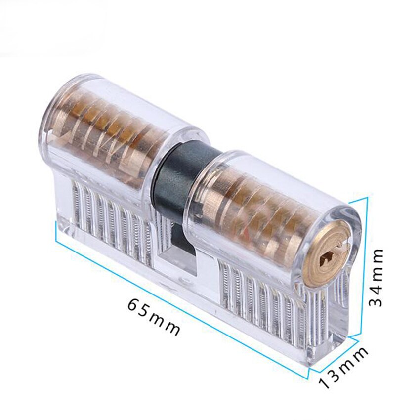 Transparent AB Practice Lock Double Row Of 7 Pins Cutaway Visible Cylinder Lock Pick Set