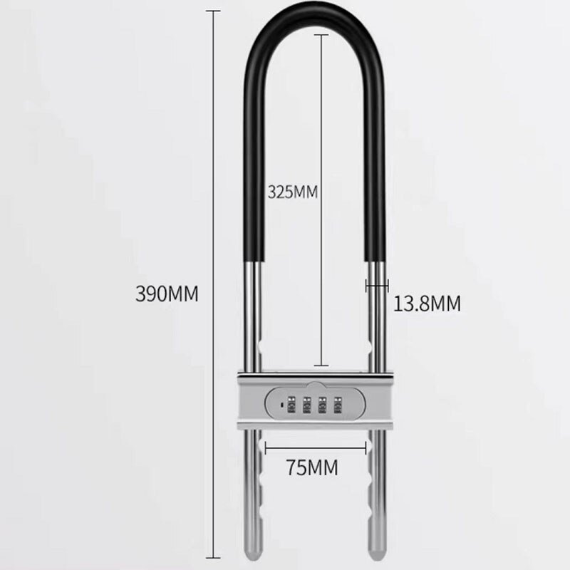 Password Fingerprint Glass Door Lock Push-pull Double Door U-lock Anti-shear Anti-theft Lock U-shaped Extension Lock Office: 3 Solid steel